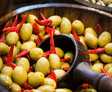 Olives and chillis